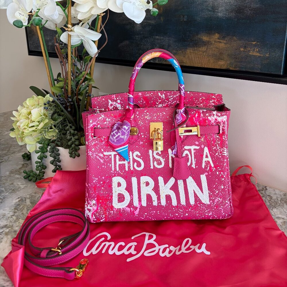 Anca Barbu "This Is Not A Birkin" Hand Painted Custom Bag
